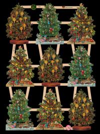 Glansbilledeark - 9 juletræer